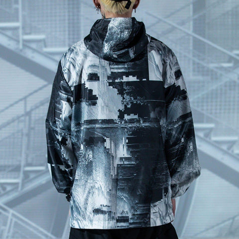 Wave Texture Print Jacket - Anagoc