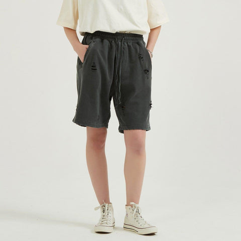 Ripped Hole Washed Shorts - Anagoc