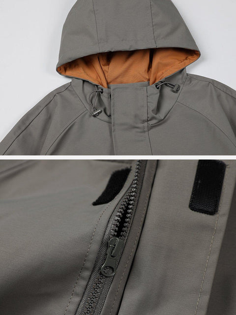 Solid Color Big Pocket Cargo Jacket - Anagoc