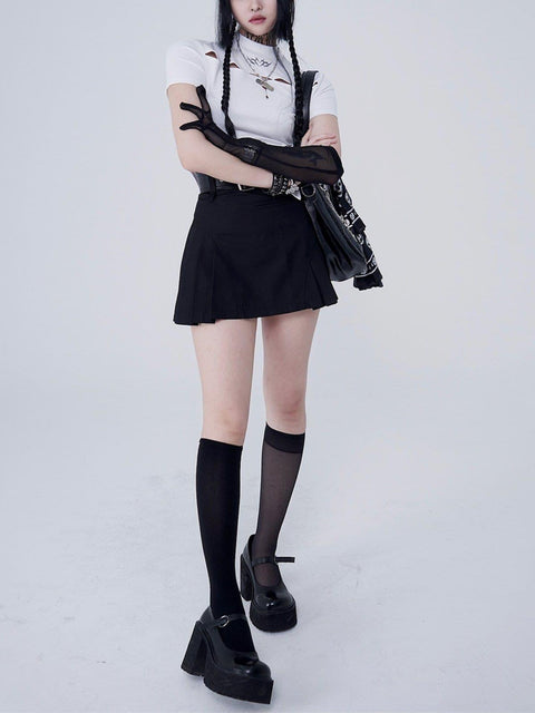 Irregular Hollow Short Sleeve Shirts - Anagoc