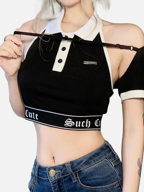 Contrasting Colors Two-Piece T Shirt - Anagoc
