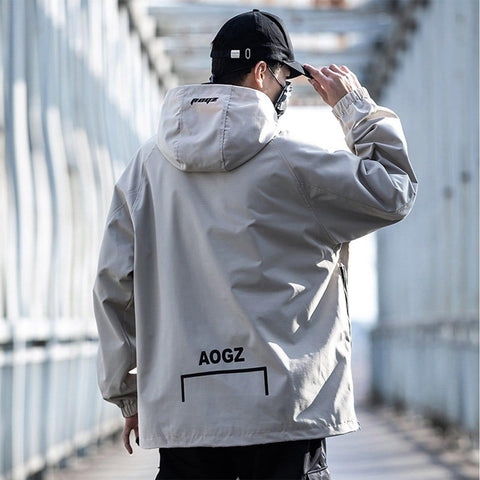 Techwear Half Zipper Print Jacket - Anagoc