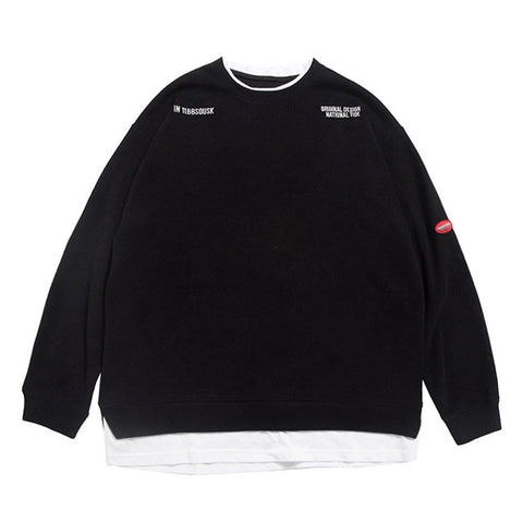 Fake Two Print Sweatshirt - Anagoc