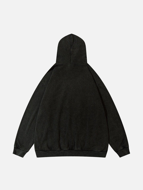 Patchwork Tooth Washed Hoodie - Anagoc