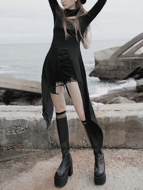 Cut Irregular Split Dress - Anagoc