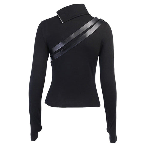 Dark Punk Double Zipper Turtleneck Sweatshirt - Anagoc