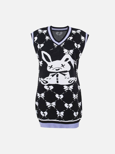Rabbit Print Sweater Vest - Anagoc