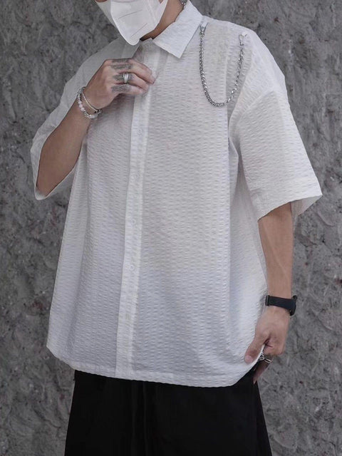 Shoulder Chain Short Sleeve Shirt - Anagoc