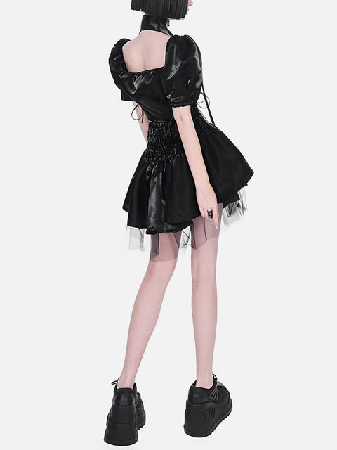 Puff Sleeves Short Sleeve T Shirt Suit - Anagoc