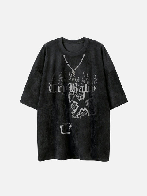 Flame Cross Graphic Tee - Anagoc