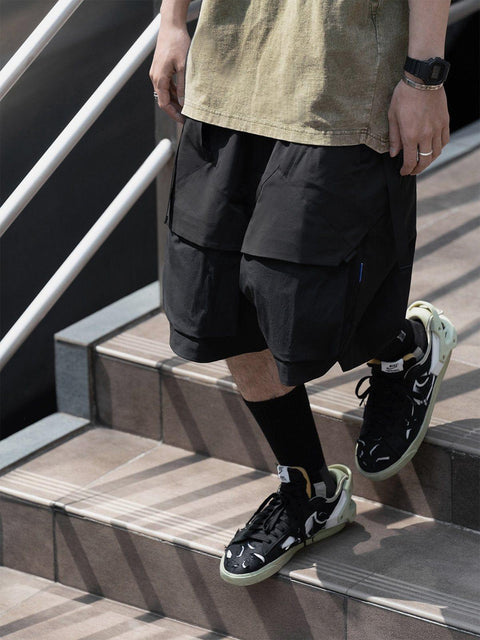 Double Ribbon Curved Shorts - Anagoc