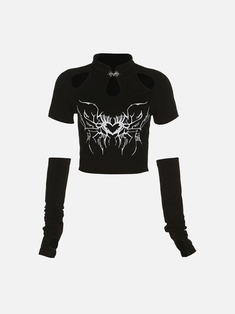 Spider Heart Hollow Long Sleeve T Shirts - Anagoc