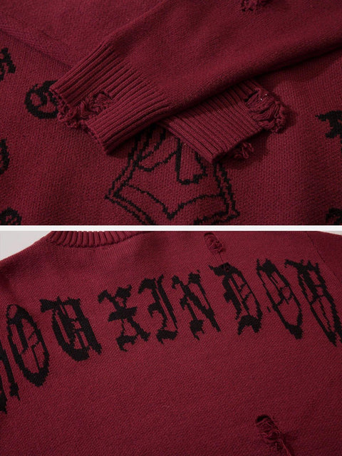 Crucifix Gothic Alphabet Sweater - Anagoc