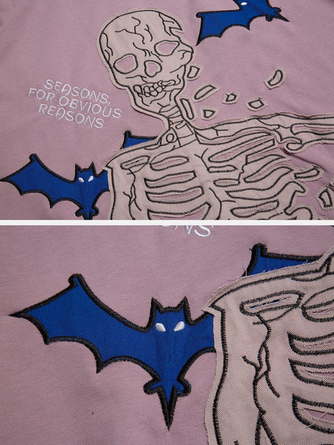 Skeleton Bat Zip Up Hoodie - Anagoc