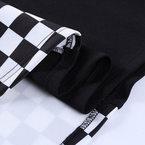 Dark Patchwork Checkerboard Skirt - Anagoc