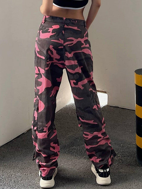 Ribbon Multi Pockets Camouflage Jeans - Anagoc