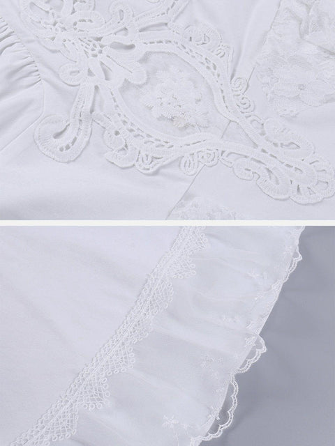 Lace Irregular Hem Dress - Anagoc