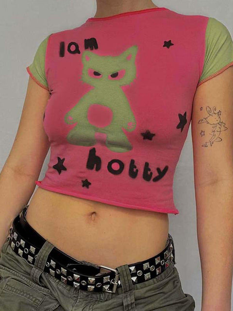 Cartoon Cat Short Sleeve T Shirt - Anagoc