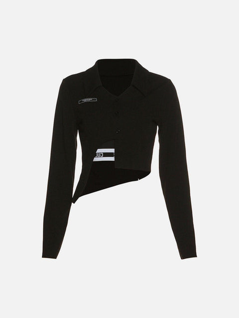 Irregular Hem Long Sleeve Suit - Anagoc