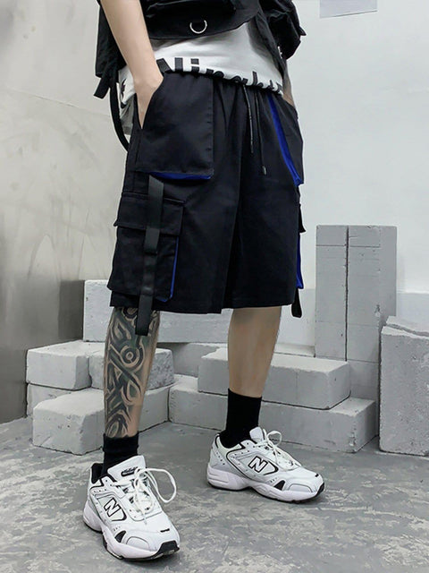 Patchwork Ribbon Cargo Shorts - Anagoc