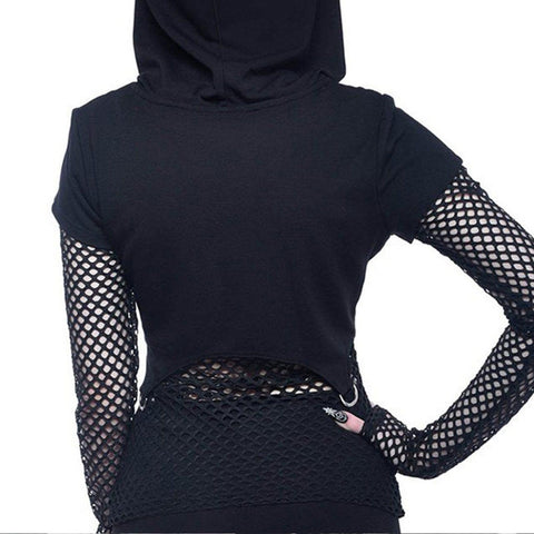 Patchwork Mesh Star Hoodie - Anagoc