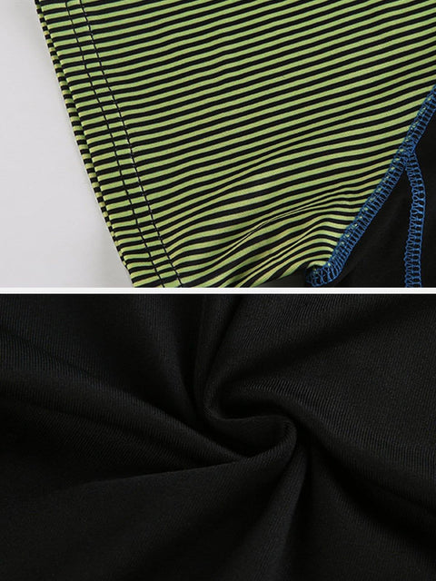 Patchwork Contrast Short Sleeve T Shirt - Anagoc