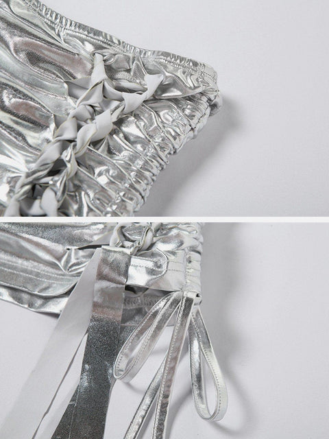 Sexy Low Waist Tie Cutout Skirt - Anagoc