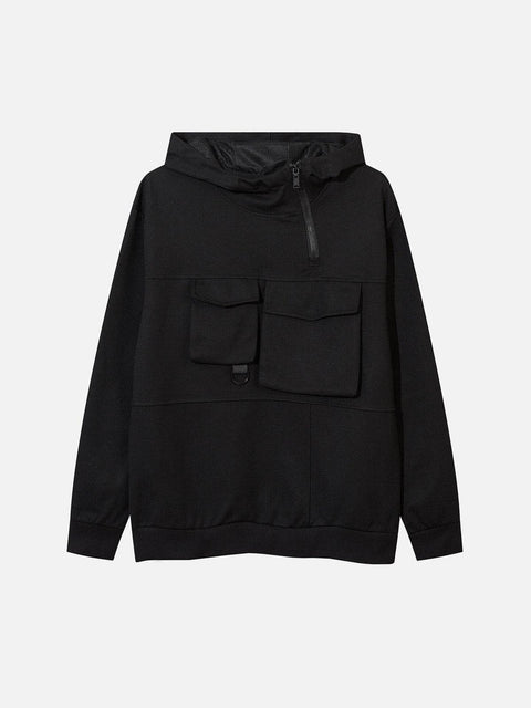 Irregular Zipper Big Pocket Jacket - Anagoc