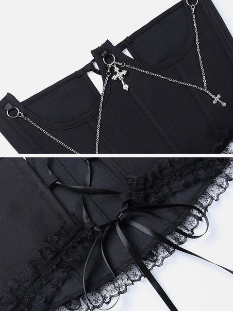 Cross Chain Corset Waist Vest - Anagoc