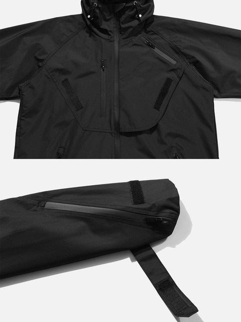 Patchwork Multi Pockets Zip Up Jacket - Anagoc