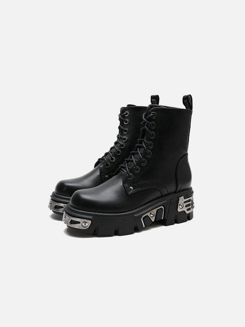 Thick Sole Lace Up Martin Boots - Anagoc
