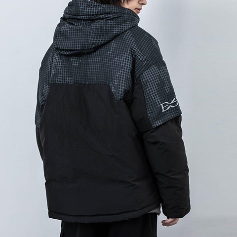 Irregular Plaid Patchwork Winter Down Coat - Anagoc