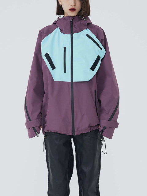 Patchwork Multi Pockets Zip Up Jacket - Anagoc