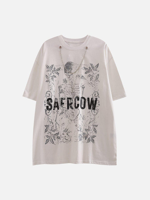 Skull Letter Chain Tee - Anagoc