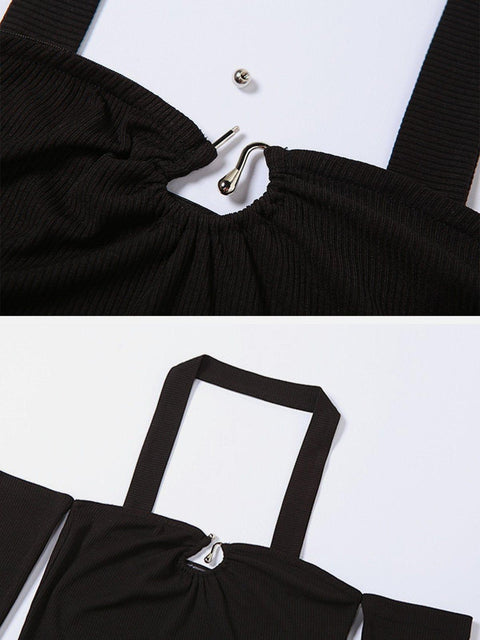 Hollow Suspenders Long Sleeve T Shirts - Anagoc