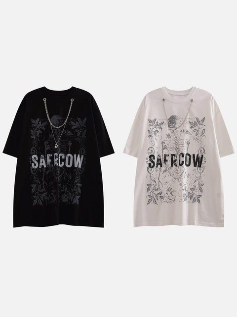 Skull Letter Chain Tee - Anagoc