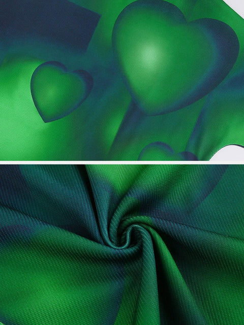 Heart Gradient Print Short Sleeve T Shirt - Anagoc