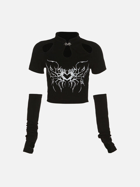 Spider Heart Hollow Long Sleeve T Shirts - Anagoc