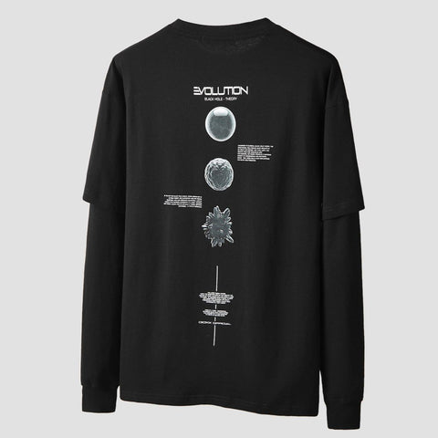 Fake Two Cell Evolution Print Sweatshirt - Anagoc