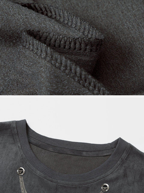 Necklace Flame Print Suede Vest - Anagoc