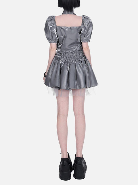 Puff Sleeves Short Sleeve T Shirt Suit - Anagoc