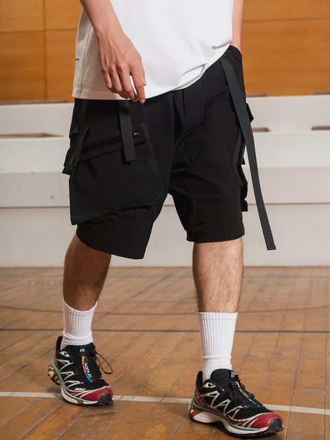 Patchwork Pockets Samurai Shorts - Anagoc