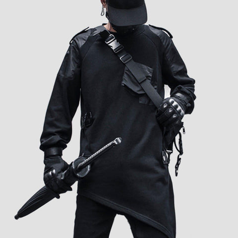 Dark Function Asymmetric Patchwork Sweatshirt - Anagoc