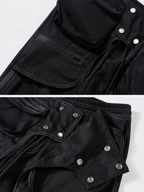Side Zip Up Fake Two Cargo Pants - Anagoc