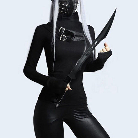 Dark Punk Double Zipper Turtleneck Sweatshirt - Anagoc