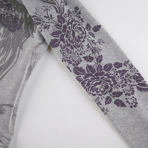 Rose Wings Graphic Long Sleeve T Shirt - Anagoc