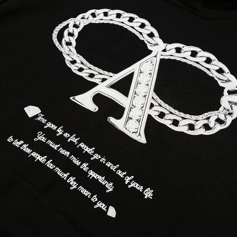 Alphabet Necklace Print Hoodie - Anagoc