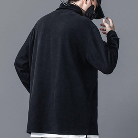 Dark Functional Multi-pocket Turtleneck Sweatshirt - Anagoc