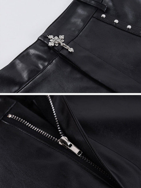 Hollow Personality PU Shorts - Anagoc