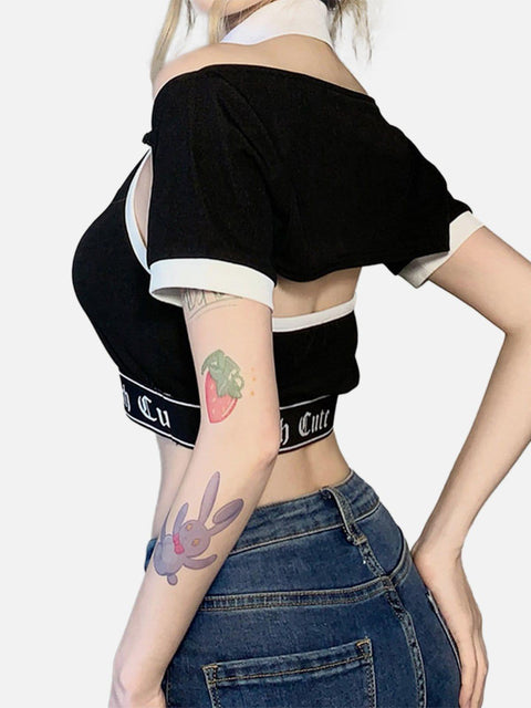 Contrasting Colors Two-Piece T Shirt - Anagoc
